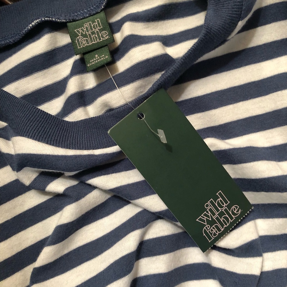 Wild Fable striped tee cuffed short sleeve NWT - Picture 7 of 8